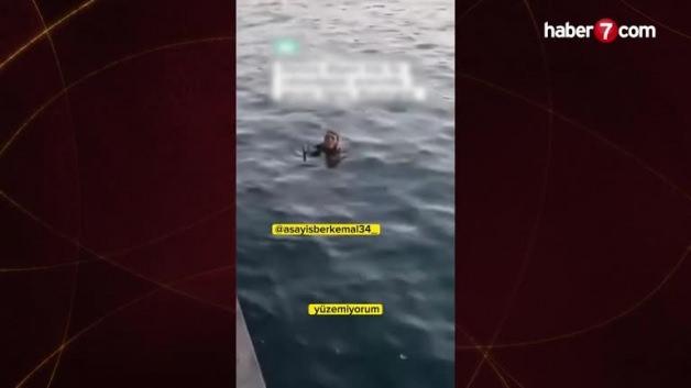 Denize düşen vatandaşla güldüren diyalog: “Allah boğmuyor abla”